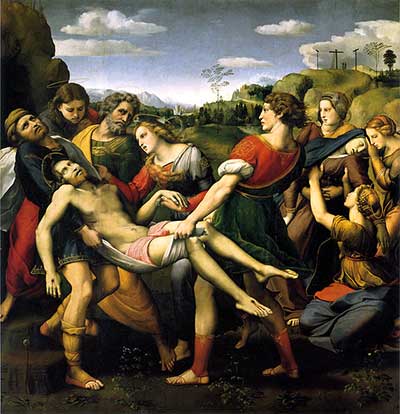 Raffaello, Deposizione di Cristo, 1507, Olio su tavola, cm 186x176, Galleria Borghese, Roma