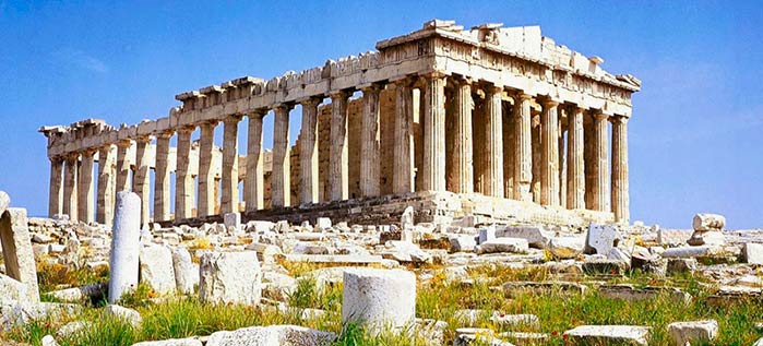 Ciò che rimane del Partenone, nell'Acropoli di Atene