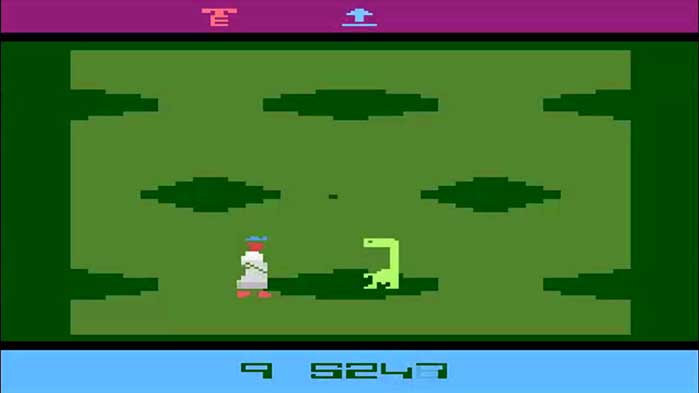 "E.T." per l'Atari 2600, un gioco veramente di discutibile fattura, rivelatosi un grande flop commerciale