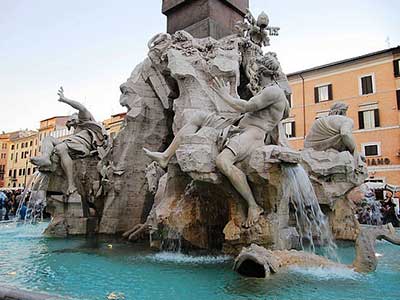 Particolare Fontana dei Fiumi, Danubio e Rio della Plata