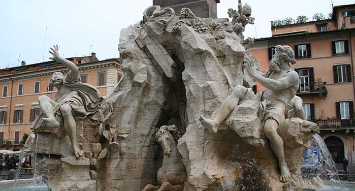 Particolare Fontana dei Fiumi, Nilo e Gange