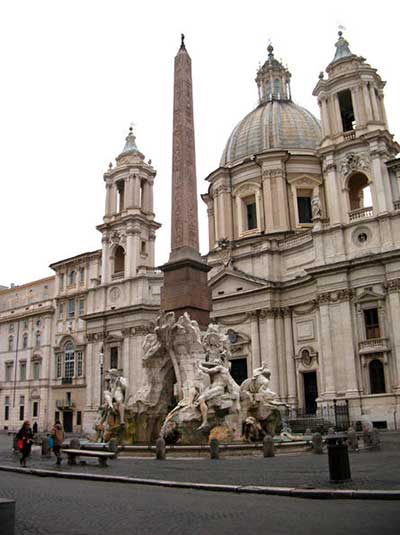 Gian Lorenzo Bernini, Fontana dei Fiumi, travertino, porfido e pietra grezza, cm 1508x3017, 1646-1651, Piazza Navona, Roma