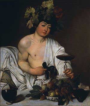 Caravaggio, Bacco, 1596, Olio su tela, cm 95x85, Galleria degli Uffizi, Firenze 