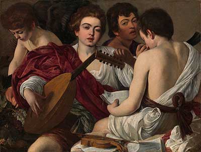 Caravaggio, I musici, 1595, Olio su tela, cm 92,11x118,4, The Metropolitan museum of art, New York 