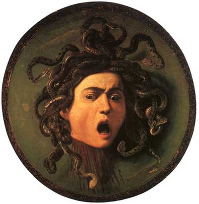 Caravaggio, Medusa, 1597, Olio su tela, cm 60x55, Galleria degli Uffizi, Firenze 