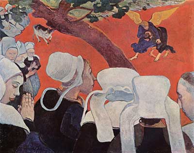 Paul Gauguin, Visione dopo il sermone (Giacobbe che lotta con l’Angelo), 1888, olio su tela, cm 73 x 92, National Gallery of Scotland, Edimburgo