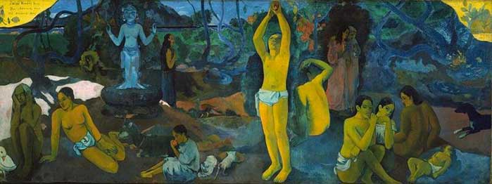 Paul Gauguin, Da dove veniamo? Chi siamo? Dove andiamo?, 1897, cm 139 x 374,5, olio su tela, Museum of Fine Arts, Boston