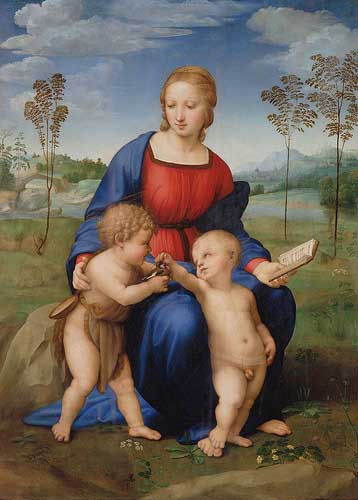 Raffaello, Madonna del cardellino, ca 1506, Olio su tavola, cm 107x77, Galleria degli Uffizi, Firenze