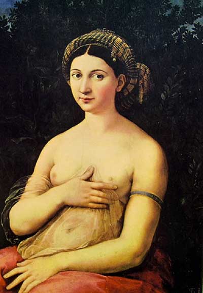 Raffaello, La Fornarina, 1518-1519, olio su tavola, cm 85x60, Galleria nazionale d'arte antica di Palazzo Barberini, Roma