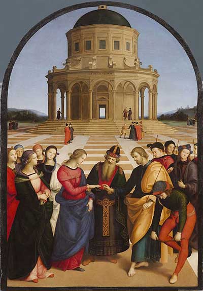 Raffaello, Sposalizio della Vergine, 1504, Olio su tela, cm 170x117, Pinacoteca di Brera, Milano