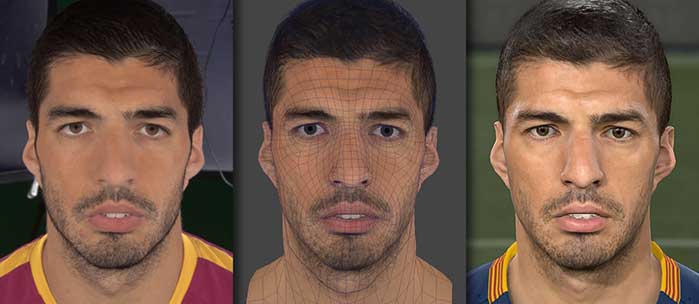 La digitalizzazione in "PES", in questo caso del calciatore Luis Suárez