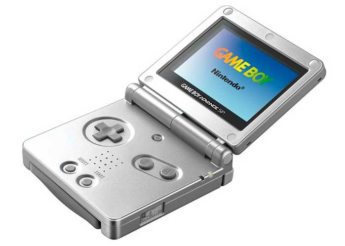 Il Game Boy Advance SP, con schermo illuminato