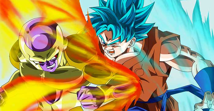 Golden Freezer contro Goku in versione Super Saiyan God Super Saiyan