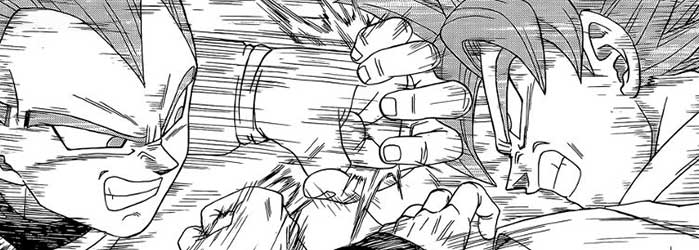 Goku contro Vegeta, entrambi in versione Super Saiyan Blu