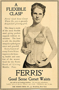 La pubblicità di un corsetto in un annuncio dei primi del '900 